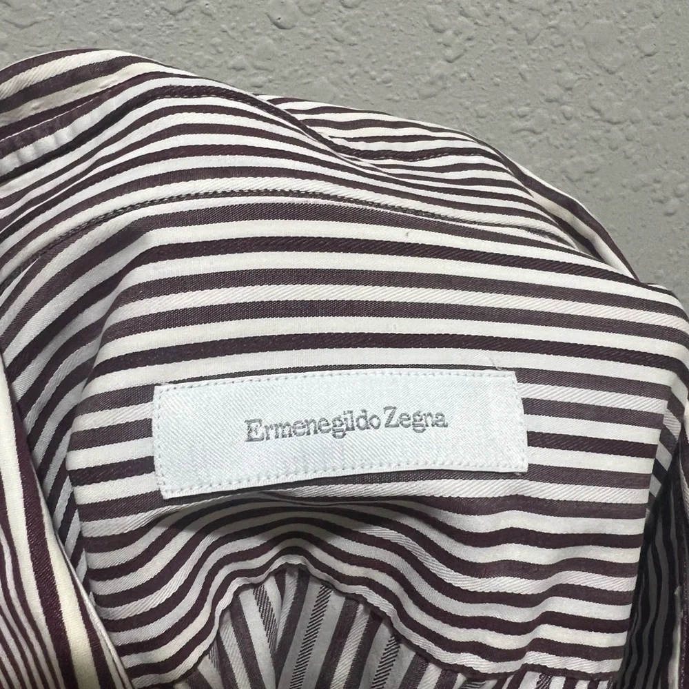 Ermenegildo Zegna Dress Shirt 42/16.5 Striped - Picture 5 of 7